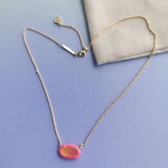 Kendra Scott Elisa Enamel Framed Gold Necklace Sunset Illusion - Picture 2 of 3